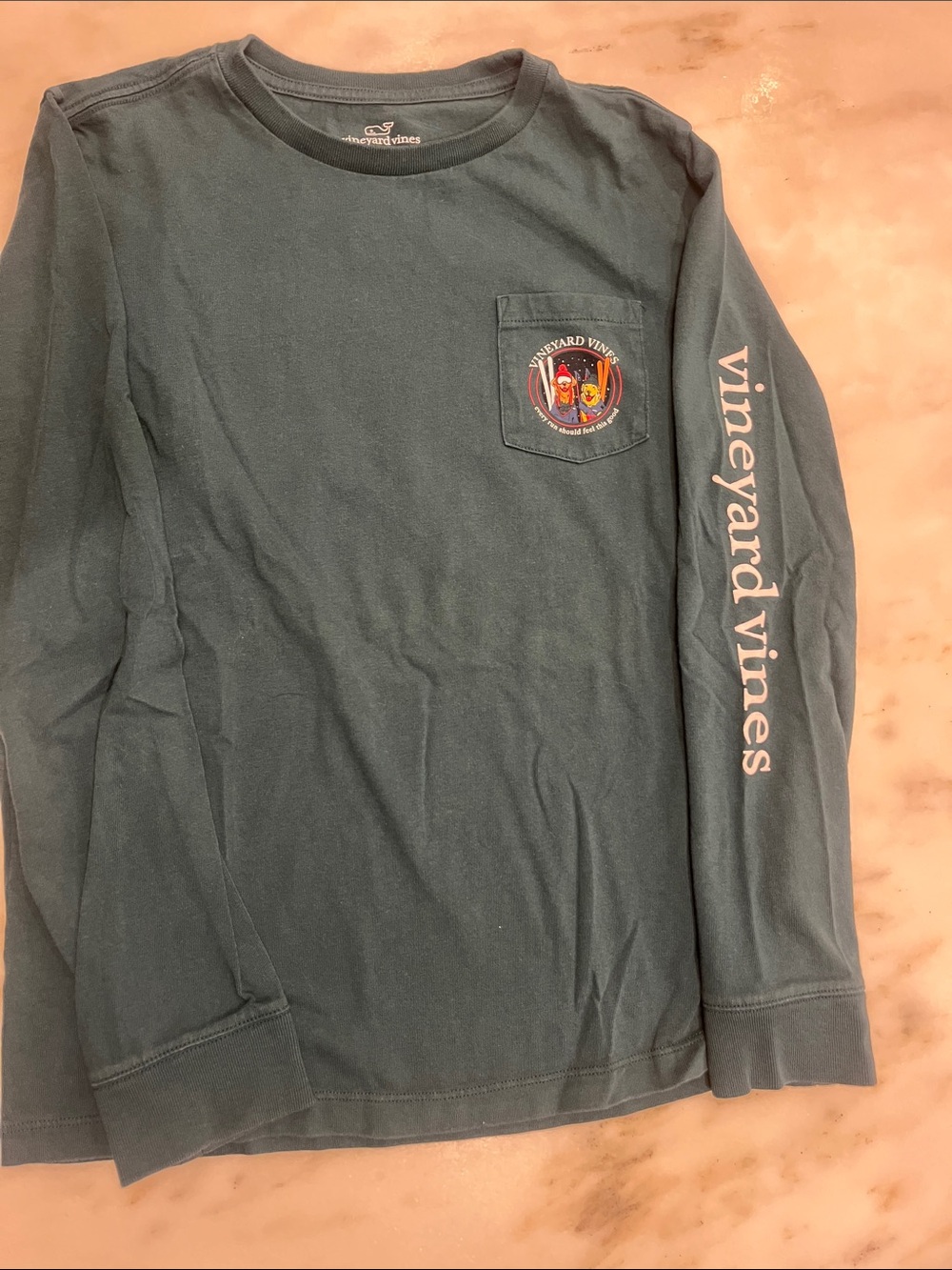 Vineyard Vines Boy’s Long-Sleeve Pocket Tee - Teal Blue